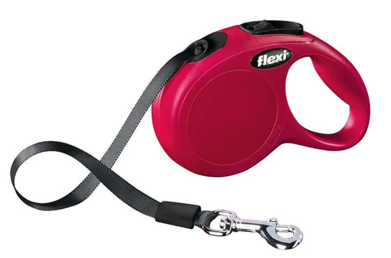 Lesa retractabila - Flexi New Classic - cu banda - S (12 kg) - Rosu