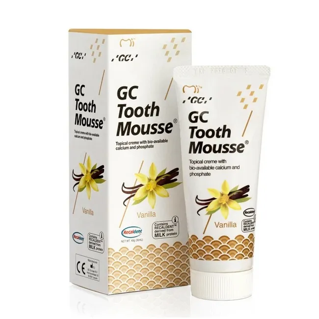 Crema dentara topica pe baza de apa cu aroma de Vanilie Tooth Mousse, 40 g, GC