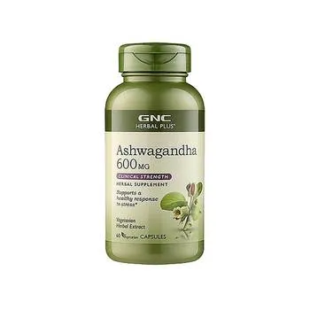 Extract din radacina de Ashwagandha 600mg Herbal Plus® KSM-66, 60 capsule, GNC