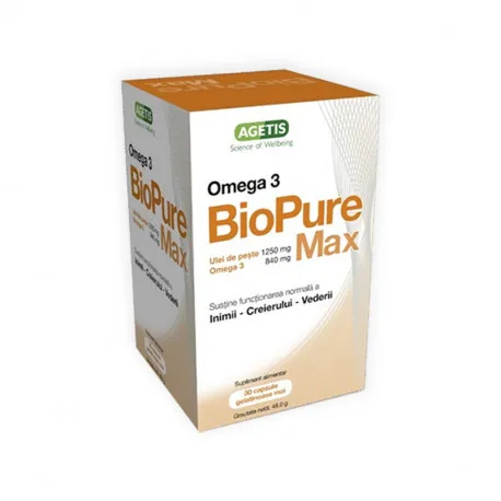 BiOPURE Max Omega 3 ulei peste 1250 mg , 30 capsule moi