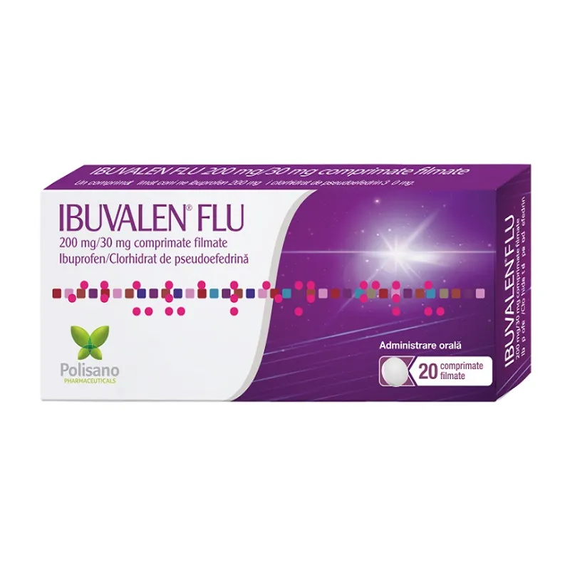 Ibuvalen Flu 200mg/30mg x 20 comprimate filmate