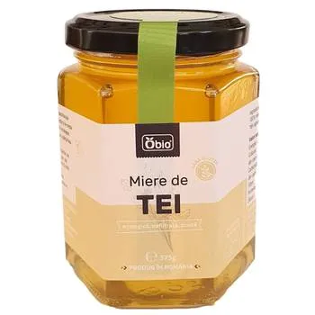 Miere de tei bio, cruda, nefiltrata, 375g, Obio