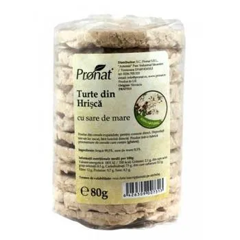 Turte din hrisca cu sare de mare, 80g, Pronat