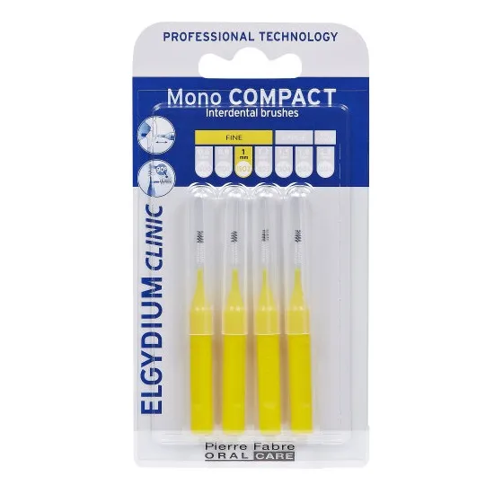 ELGYDIUM Periute interdentare Mono Compact Yellow, spatii interdentare inguste, 4 bucati
