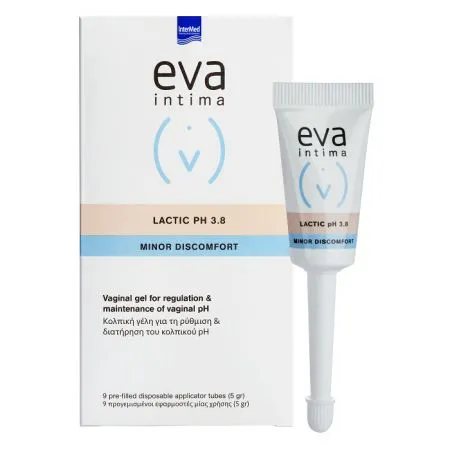 Gel vaginal pentru reglarea si mentinera pH-ului vaginal Eva Intima pH 3.8, 9 aplicatoare vaginale, Interme