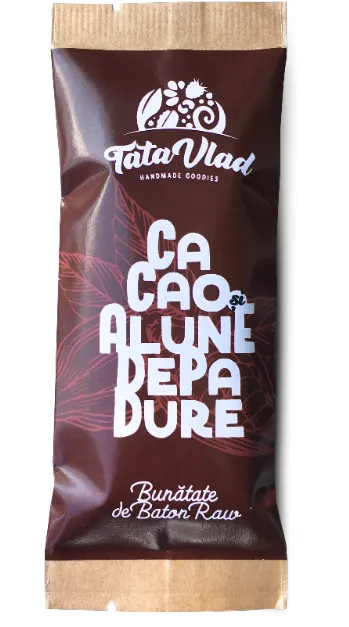 Baton cacao si alune de padure, 45 g,(Tata Vlad