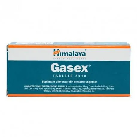 Gasex, in caz de disconfort abdominal, balonare, 20 tablete