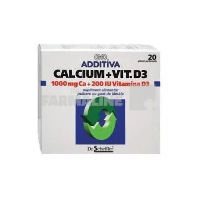 Additiva Calcium 1000 mg + Vitamina D3 20 plicuri