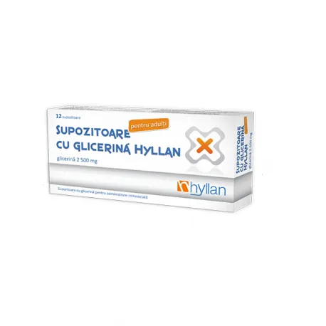 Supozitoare glicerina adulti 500mg, 12 bucati, Hyllan