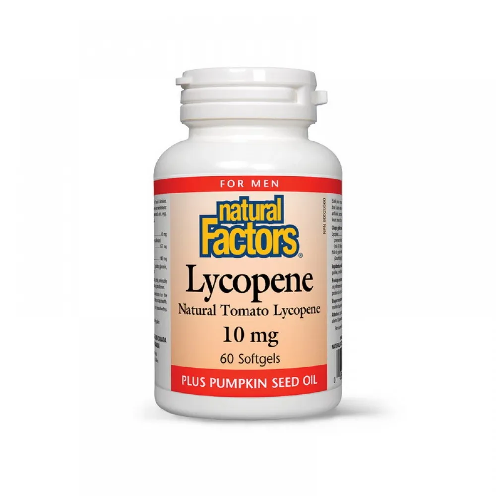Lycopene (Licopina) Forte cu ulei din seminte de dovleac 10 mg (60 capsule), Natural Factors
