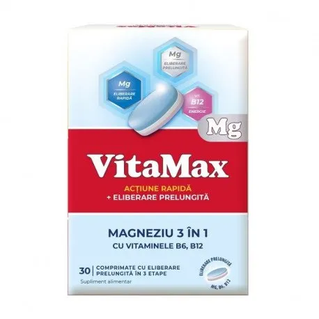 Vitamax Magneziu 3 in 1, 30 comprimate eliberare lenta