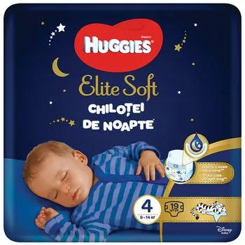 Chilotei de noapte Elite Soft Nr.4 9-14 kg, 19 bucati, Huggies