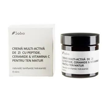 Crema multi-activa de zi pentru ten matur cu peptide + ceramide si vitamina C, 60ml, Sabio