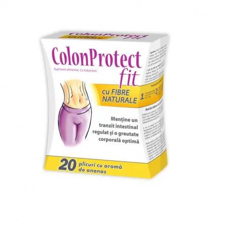 Colon Protect Fit cu fibre, 20 plicuri cu aroma de ananas