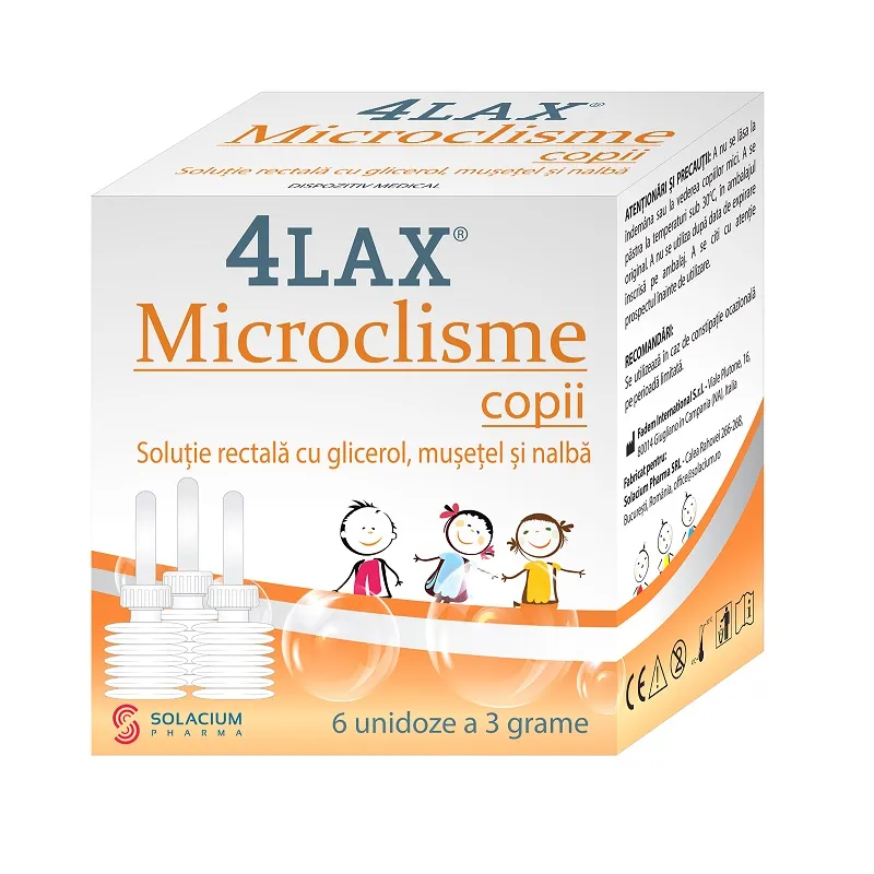 Microclisme copii 4Lax, 6 unidoze x 3 g, Solacium Pharma