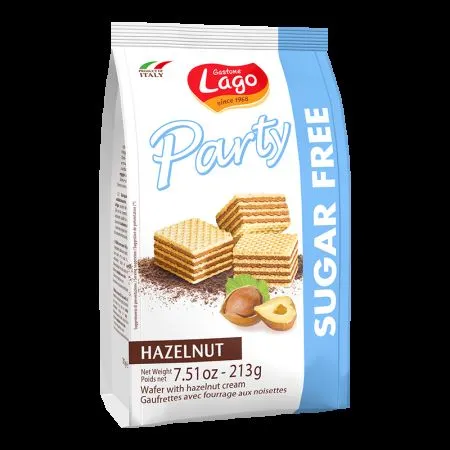 Napolitane crema de alune fara zahar, 213g, Lago