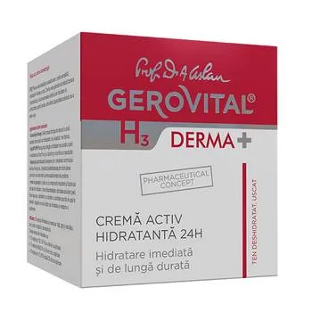 Crema activ hidratanta 24h GH3 Derma+, 50ml, Gerovital