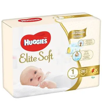 Scutece Convi Elite Soft Nr.1 3-5 kg, 26 bucati, Huggies