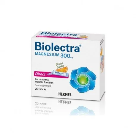 Biolectra Magnesium 300 mg cu aroma de portocale, 20 plicuri cu micropelete