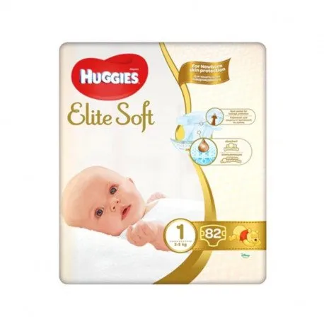Huggies Elite Soft Mega, Nr.1, 3-5kg, 82 bucati