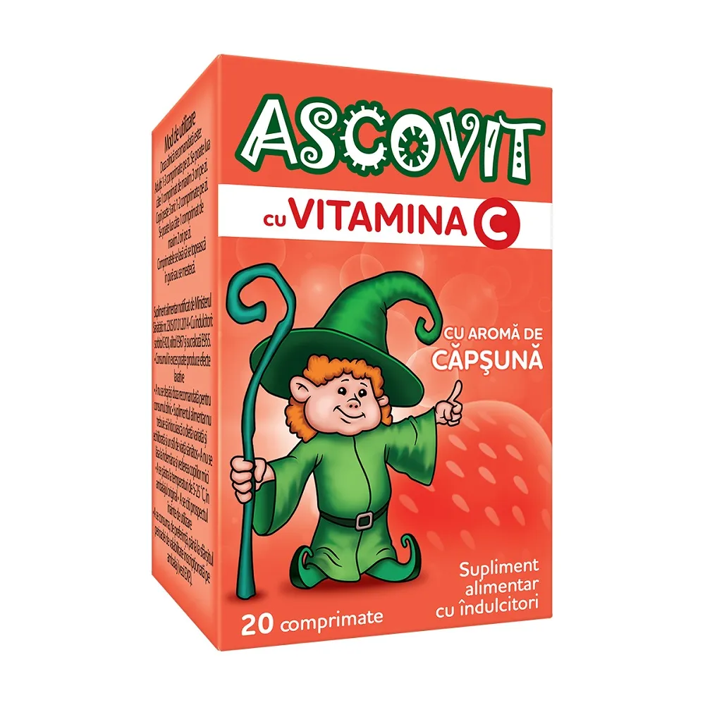 ASCOVIT CU AROMA DE CAPSUNI 100 MG X 20 COMPRIMATE