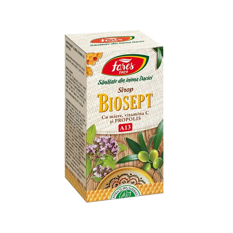 Biosept A13 sirop miere si propolis, 100 ml, Fares