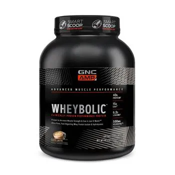 Proteina din zer cu aroma de cafea cu lapte AMP Wheybolic, 1375g, GNC