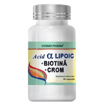 Acid Alfa Lipoic cu Biotina si Crom, 30 capsule, Cosmopharm