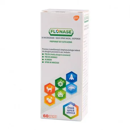 Flonase 50 mcg, 1 flacon, 60 pulverizari spray nazal, suspensie