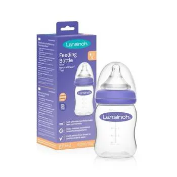 Biberon cu tetina S NaturalWave pentru +1 luna, 160ml, Lansinoh