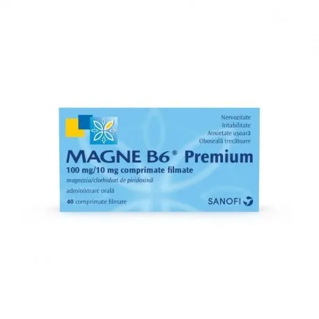 Magne B6 premium 100 mg / 10 mg, 40 comprimate