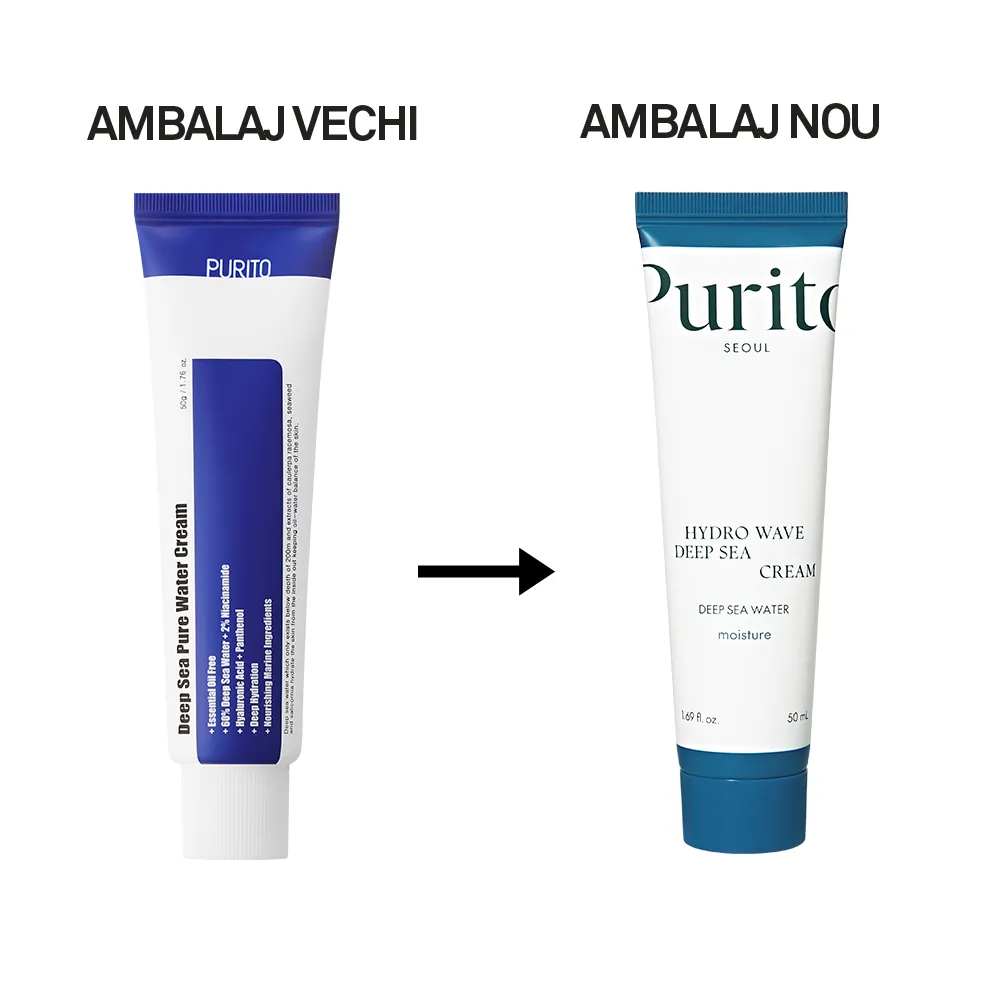Crema de fata vegana pentru ten gras deshidratat Deep Sea Pure Water, 50 ml, Purito