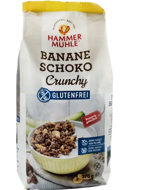 Musli crocant FG cu banane si ciocolata 375g (Hammer Muhle)