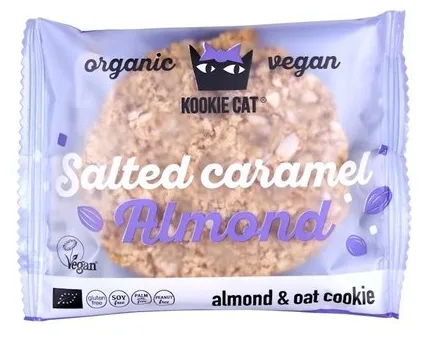 Cookie eco fara gluten cu migdale si caramel sarat, 50g, Kookie Cat
