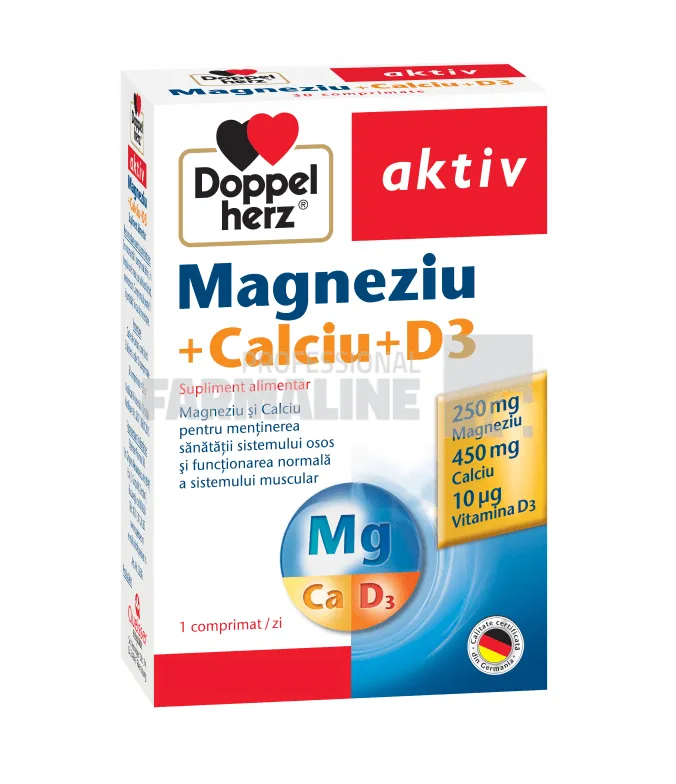 Doppelherz Aktiv Magneziu + Calciu + D3 30 comprimate