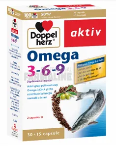 Doppelherz Aktiv Omega 3-6-9 + vitamina E 30 capsule + 15 capsule Cadou