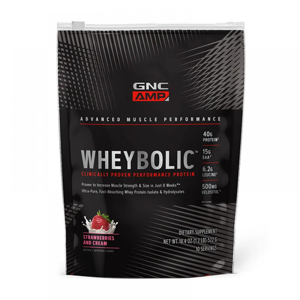 AMP Wheybolic Proteina cu aroma de capsuni (522 grame), GNC