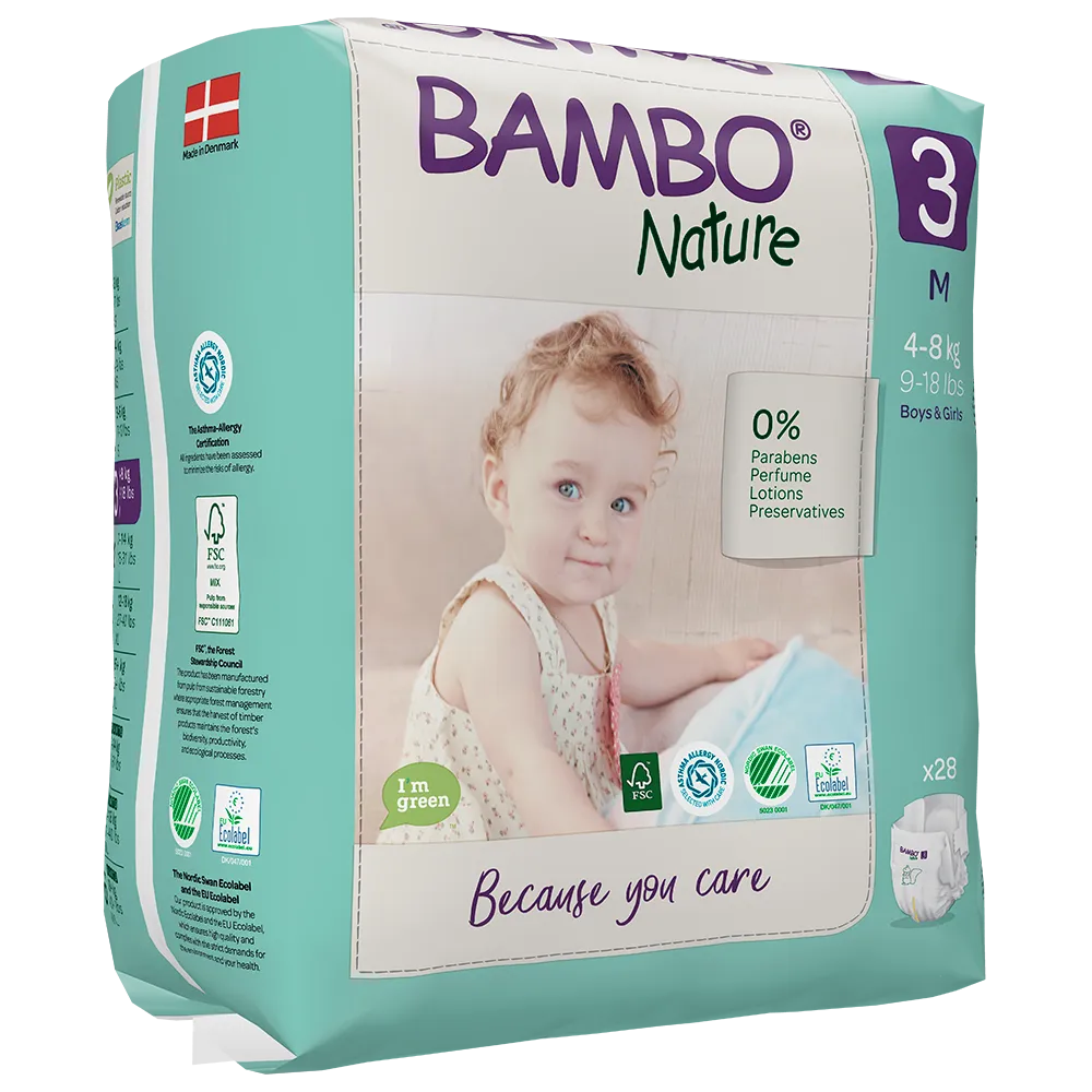 Scutece nr 3, 4-8 kg, 28 bucati, Bambo Nature