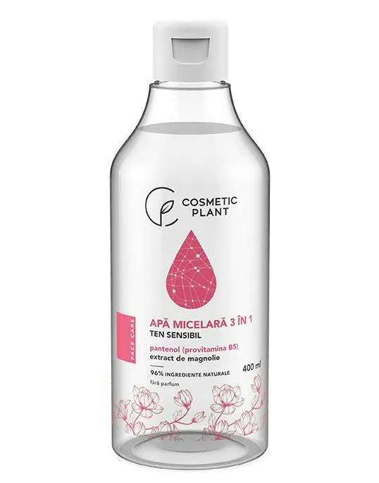 Apa micelara 3 in 1 cu pantenol si extract de magnolie ten sensibil, 400 ml, Cosmetic Plant
