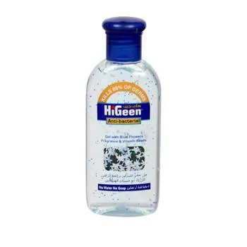 Gel antibacterian pentru maini cu vitamine si glicerina Blue Flowers, 110ml, HiGeen