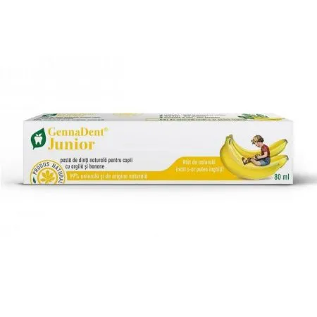 Pasta de dinti naturala cu argila si banane GennaDent Junior, 80 ml, Vivanatura