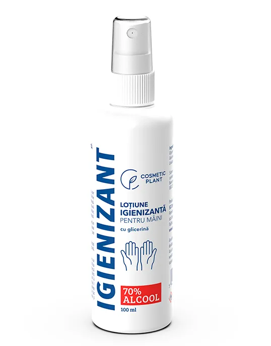 Lotiune igienizanta pentru maini 70% alcool etilic si glicerina, 100 ml, Cosmetic Plant