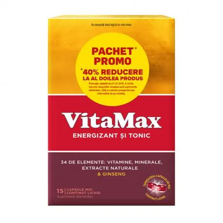 Vitamax, 15 capsule moi 1+1 cu 40% reducere