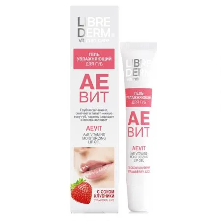 Gel hidratant pentru buze Aevit cu suc de Capsuni, 20 ml, Libre Derm
