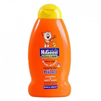 Sampon si gel de dus pentru copii fara parabeni cu aroma de piersici si caise gito, 500ml, HiGeen