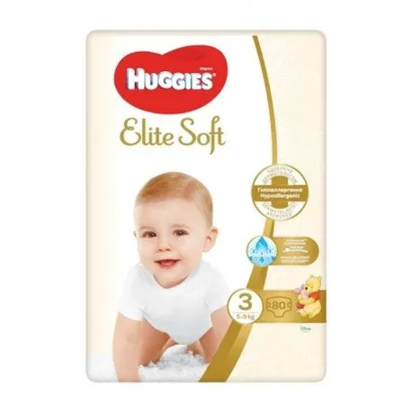 Huggies Elite Soft Mega, Nr.3, 5-9kg, 80 bucati