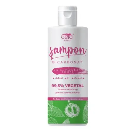 Sampon 99.5% vegetal cu bicarbonat, urzica, mesteacan si castane, 200 ml, Ceta Sibiu