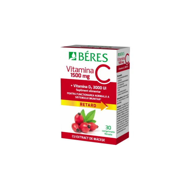 BERES VITAMINA C 1500MG + VITAMINA D3 3000UI X 30 COMPRIMATE FILMATE