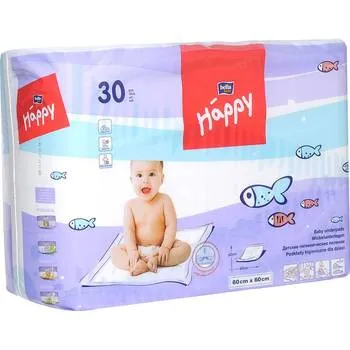 Aleze igienice absorbante Happy 60x60cm, 30 bucati, Bella Baby