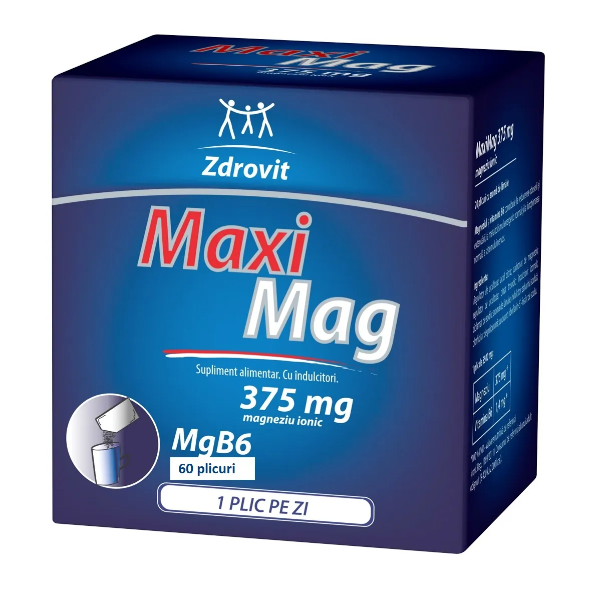 MaxiMag 375mg Mg + B6 x 60 plicuri + 20% cadou (Zdrovit)